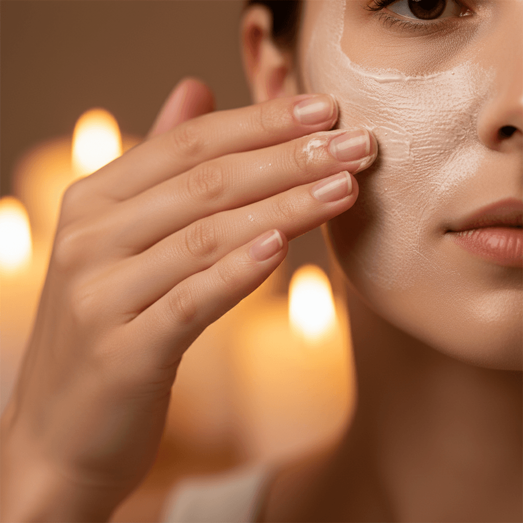Soft mask powder application and skin benefits