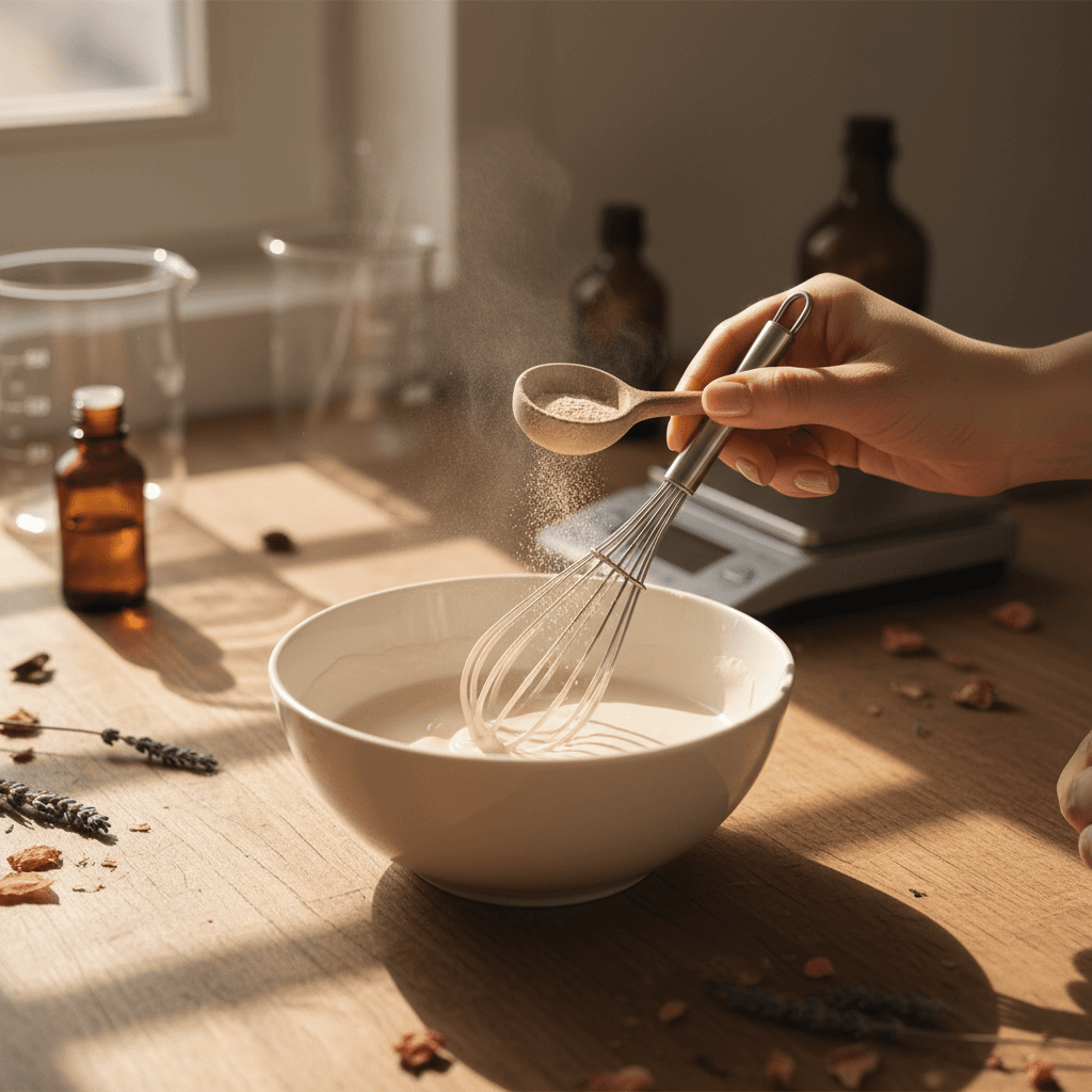 Soft mask powder mixing and blend process