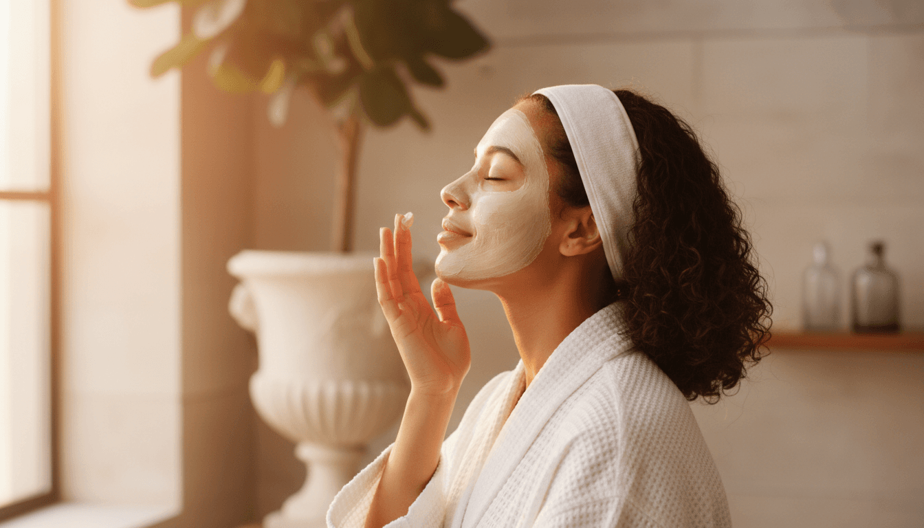 Person applying gentle cosmetic mask